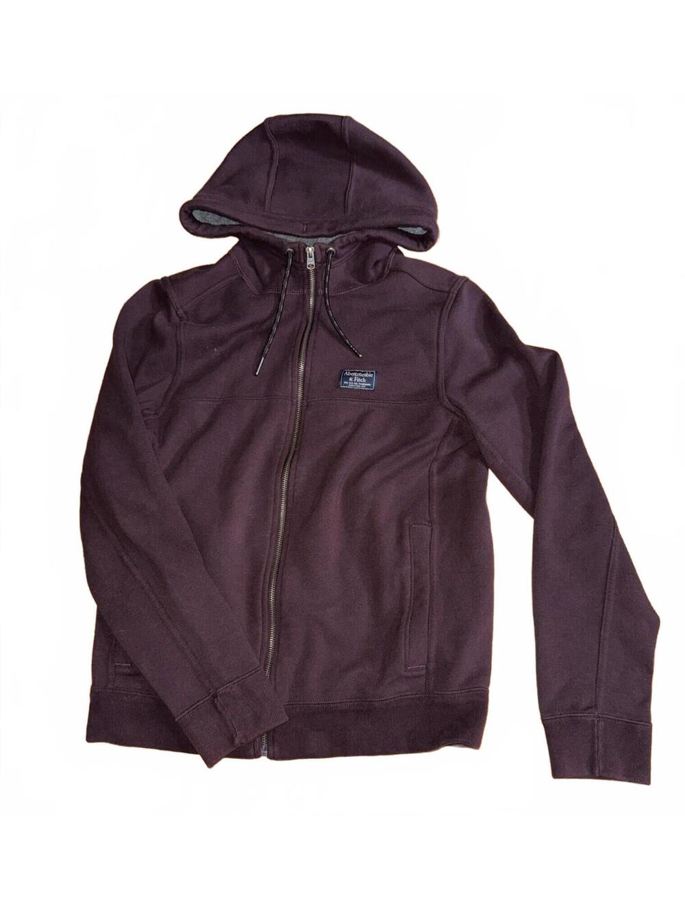 Vintage Abercrombie & Fitch Men's Medium Burgundy Zip-Up Hoodie